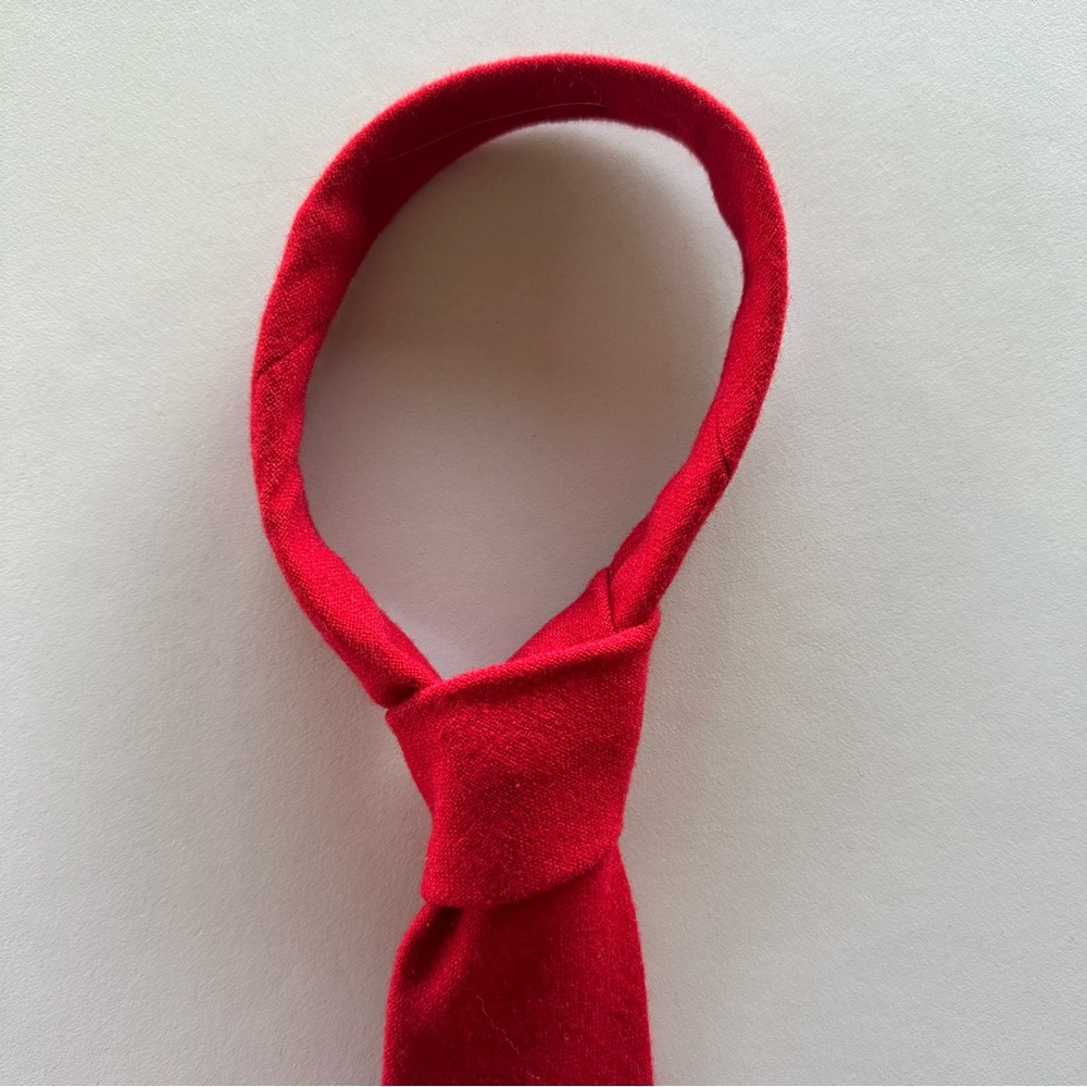 Vintage Yves Saint Laurent Men's Brushed Wool Necktie in Red - Picture 6 of 9